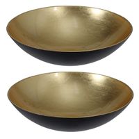 2x stuks kunststof decoratie schalen/fruitschalen goud rond D28 cm - thumbnail