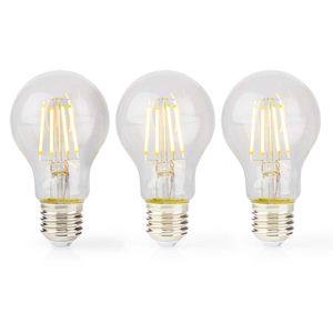 LED-Filamentlamp E27 | A60 | 7 W | 806 lm | 2700 K | Warm Wit | Aantal lampen in verpakking: 3 Stuks