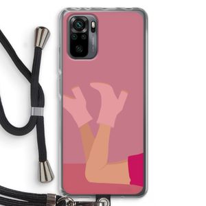 Pink boots: Xiaomi Redmi Note 10 Pro Transparant Hoesje met koord