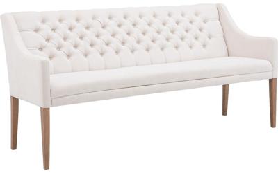 Goossens Eetkamerbank Pearl, Met ronde arm, lage rug 182 cm breed