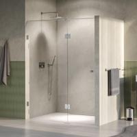 Brauer Void - Carving Nisdeur - 2-Delig - Helder Glas - 150 x 200 cm - Omkeerbaar - met Draaideur 70 cm - Aan Glas - incl. Glascoating - PVD RVS-Kleurig Geborsteld