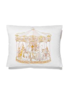 Atelier Choux Carousel-print satin cushion - Blanc