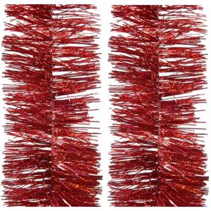 Decoris kerstslingers - 4x - rood - 270 x 7,5 cm - tinsel/folie - lametta slinger