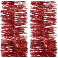 Decoris kerstslingers - 4x - rood - 270 x 7,5 cm - tinsel/folie - lametta slinger - thumbnail