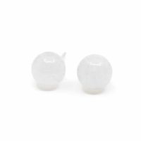 Zilveren Oorstekers Witte Jade - 925 Sterling