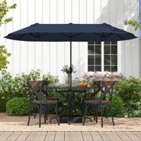 396 cm Dubbele Terras Parasol 240 cm Hoog Extra Grote Paraplu Zwengel Verzwaarde Voet Slot Ventilatie Offset Deurparasol voor Tuin
