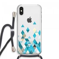 Gekleurde driehoekjes blauw: iPhone XS Max Transparant Hoesje met koord