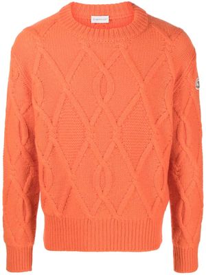 Moncler pull en maille à patch logo - Orange