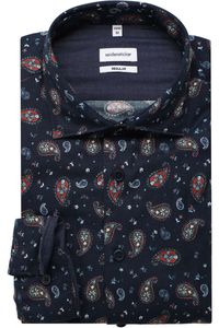 Seidensticker Smart Casual Regular Fit Overhemd Marine, Motief