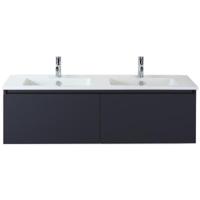 Frozen Badmeubelset 140 cm - Greeplijst in Kleur - Zwart Mat - Keramische Wastafel Wit 2 Kraangaten