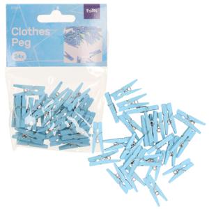 Mini knijpers blauw - 120x - Geboorte jongen - 2,5 cm - Kaartjes ophangen knijpertjes