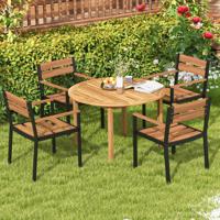 Ronde Eettafel voor Buiten Eettafel van Acaciahout Grote Eettafel voor 4 Personen Bistrotafel in Boerderijpatio voor Tuin Terras Natuur