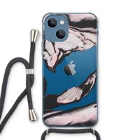 Roze stroom: iPhone 13 Transparant Hoesje met koord