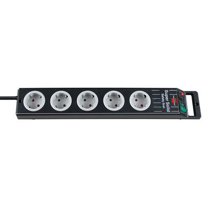 Brennenstuhl 1153380115 Stekkerdoos | Super Solid Line | 5 Sockets | Schakelaar | Zwart | 2,5 meter