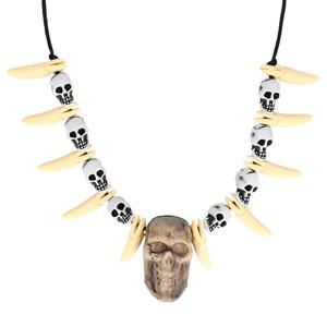 Boland Verkleed Piraten/Halloween sieraden - ketting met tanden/schedels - kunststof - accessoires   -