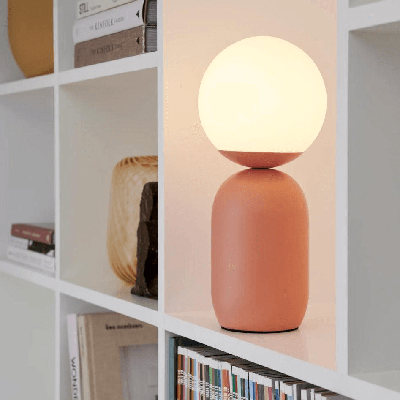Kleine terracotta tafellamp met E14 fitting en schakelaar Nordlux Notti