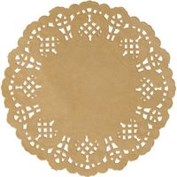 120x Bruiloft naturel ronde placemats 35 cm papier kant - thumbnail