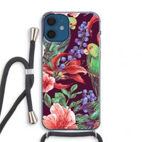 Papegaaien: iPhone 12 mini Transparant Hoesje met koord