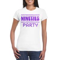 Verkleed T-shirt voor dames - nineties party - wit - jaren 90/90s - themafeest - thumbnail