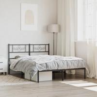 Bedframe met hoofdbord metaal zwart 140x190 cm