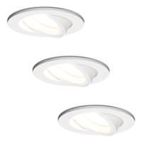 Set van 3 Dublin LED inbouwspot - 4 Watt 345 Lumen - 6500K Daglicht wit - GU10 - Dimbaar - Rond - Kantelbaar - IP20 waterdicht - Wit