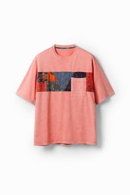 T-shirt met zakken en uitsnijdingen. - ORANGE - L