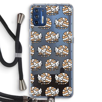 Slapende poes: Motorola Moto G9 Plus Transparant Hoesje met koord