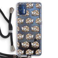 Slapende poes: Motorola Moto G9 Plus Transparant Hoesje met koord