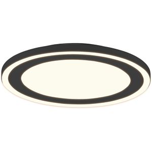 LED Plafondlamp - Plafondverlichting - Trion Coman - 24.5W - Warm Wit 3000K - Rond - Mat Zwart - Kunststof