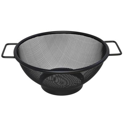 Gerimport Keuken vergiet met handvaten - zwart - metaal - 20 cm - afgiet zeef