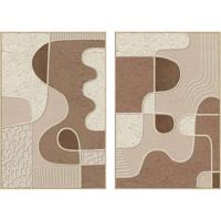 Canvas Home ESPRIT Wit Beige Abstract Stads (2 Stuks)