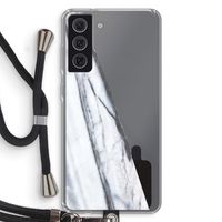 Gestreepte marmer: Samsung Galaxy S21 FE Transparant Hoesje met koord