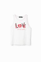 T-shirt zonder mouwen tekst - WHITE - S
