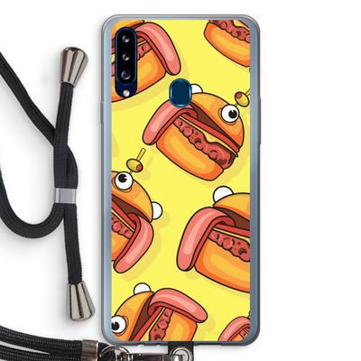 Hamburger: Samsung Galaxy A20s Transparant Hoesje met koord