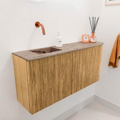 Toiletmeubel Mondiaz Joya Dlux | 91.6 cm | Meubelkleur Oak | Faye wastafel Arena Wasbak Links | Zonder kraangat(en)