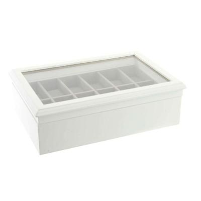 Doos-Juwelenkistje DKD Home Decor 102182 Horloges 28 x 19 x 9 cm Kristal Wit Hout MDF