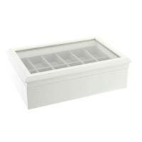 Doos-Juwelenkistje DKD Home Decor 102182 Horloges 28 x 19 x 9 cm Kristal Wit Hout MDF