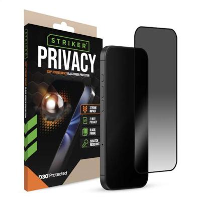 Striker D3O Xtreme Impact Privacy Glass Screen Protector - Black Frame - Apple iPhone 16 Pro Max/17 Pro Max
