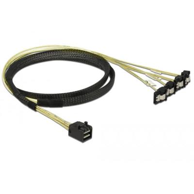 Delock HDD Aansluitkabel [1x Mini-SAS-stekker (SFF-8643) - 4x SATA-bus 7-polig] 1 m Zwart, Geel