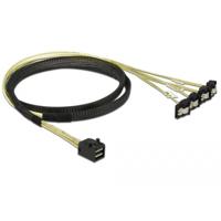 Delock HDD Aansluitkabel [1x Mini-SAS-stekker (SFF-8643) - 4x SATA-bus 7-polig] 1 m Zwart, Geel