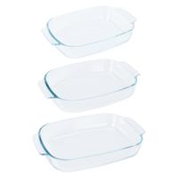 Ovenschalen 3-delige set - glas - ovaal - 2/ 2.7/ 3.8 Liter - vaatwasser bestendig