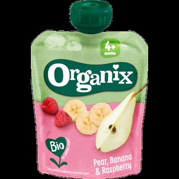 Organix Knijpfruit Peer, Banaan & Framboos 4+m 90g bij Jumbo