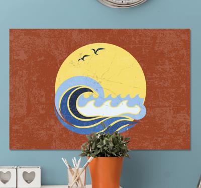 Canvas schilderij marine Zon, strand en golf