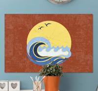 Canvas schilderij marine Zon, strand en golf