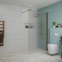 Fortifura Galeria inloopdouche - 120x200cm - ribbelglas - wandarm - Geborsteld koper PVD (Koper) SW797953/SW876702