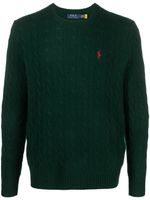 Polo Ralph Lauren pull en maille torsadée à motif Polo Pony - Vert