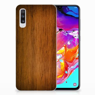 Samsung Galaxy A70 | Bumper Hoesje | Donker Hout