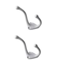 Kapstokhaken - 3x stuks - wit - enkele haak - aluminium - 7,5 x 3,2 cm - garderobe haken