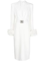 Andrew Gn robe bordée de plumes à ornements en cristal - Blanc