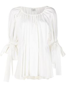 Goen.J blouse plissée à détail de nœud - Blanc